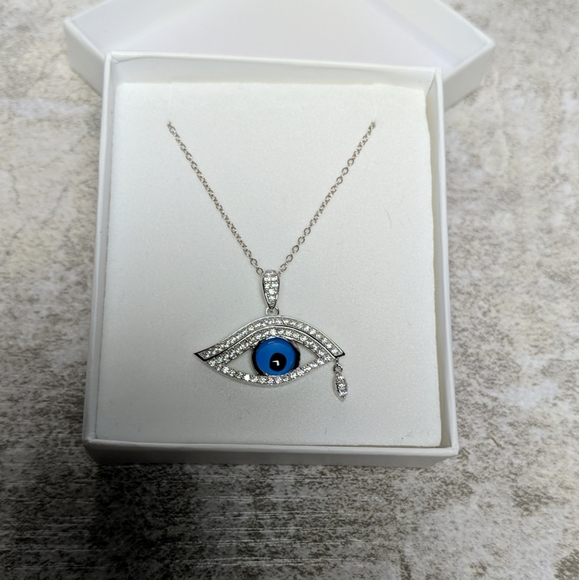 🧿Evil Eye🧿 Sterling Silver CZ Necklace - Picture 4 of 5